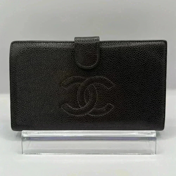 CHANEL CC Kisslock Caviar Bifold Wallet Authentic EUC with Black Box - Picture 2 of 16